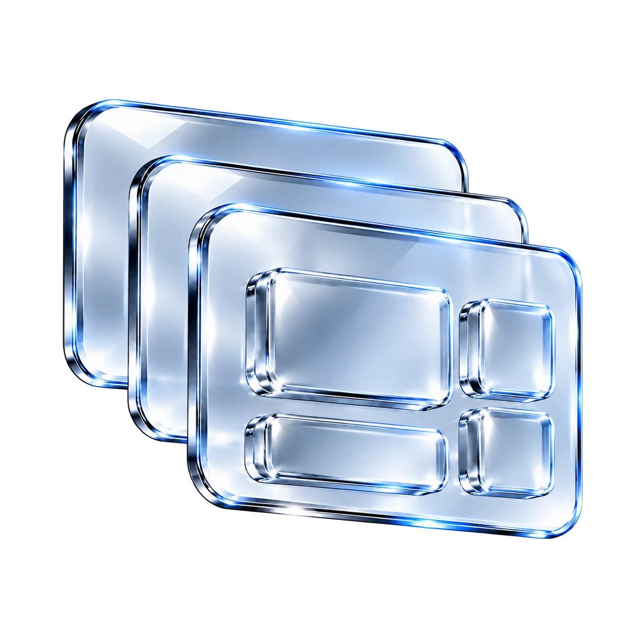 Black glass tablet with a chrome bevel, floating diagonally