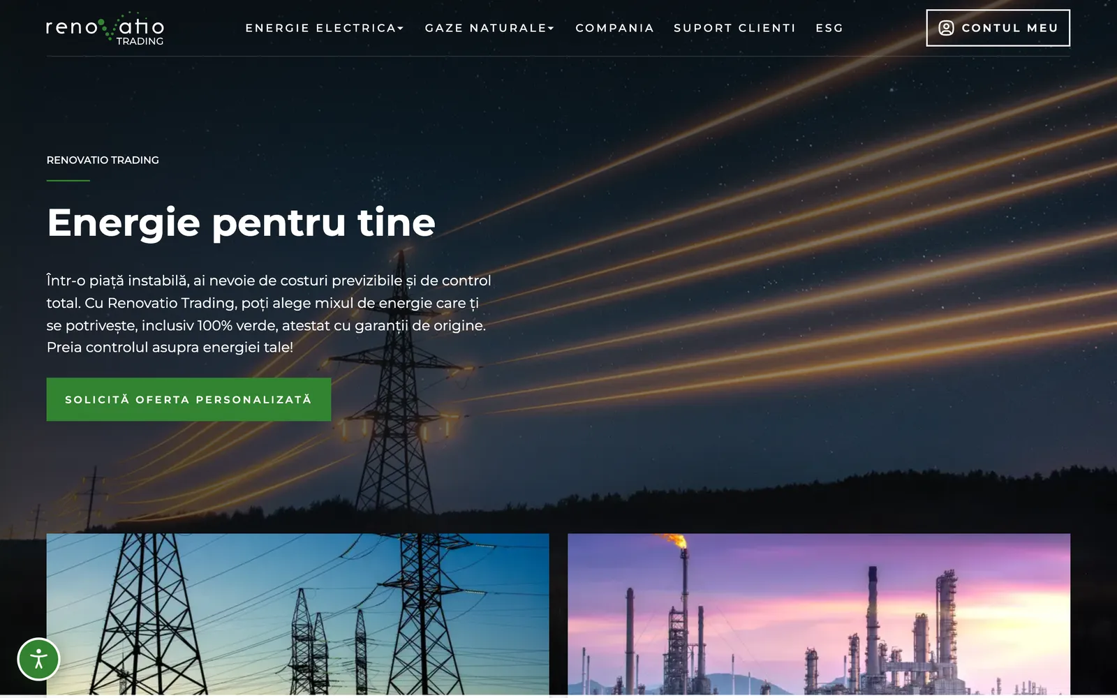 Renovatio Trading home page: “Energy for you”